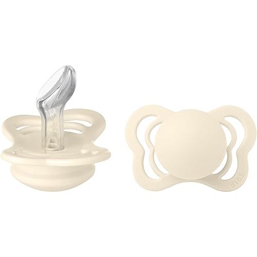 BIBS Pacifiers - Couture Collection | BPA-Free Baby Pacifier | Made in Denmark | Set of 2 Ivory Color Premium Soothers | Size 0-6 Months
