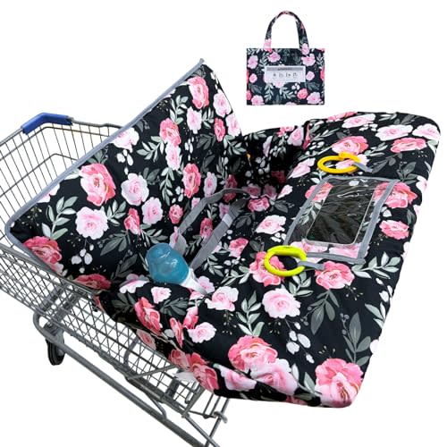 Basumee Shopping Cart Cover for Baby High Chair Covers for Restaurant Seat Grocery Cart Cover for Babies Girl Boy Cart Covers with Storage Pouch Baby Shopping Cart Cover, Black