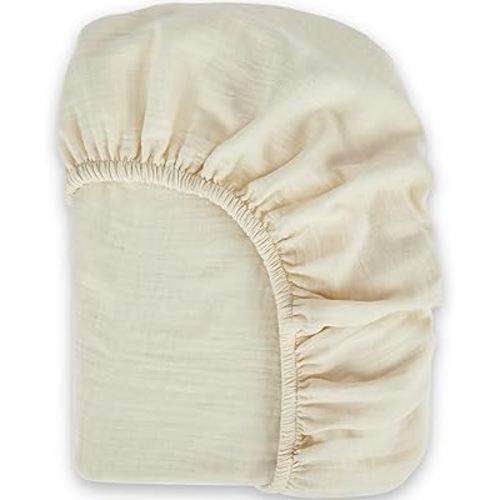 Bioweaves Organic Cotton Muslin Crib Sheet, GOTS Certified Fitted Crib Mattress Sheet, Extra Soft & Breathable for Toddler, Baby Boys & Girls, 52" x 28”, 8 Inch Pocket, Natural