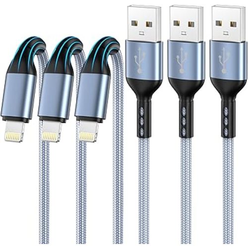 iPhone Charger 3pack 10FT Apple MFi Certified Nylon Braided Lightning Cable Fast Charging Long USB Charging Cable High Speed Transfer Cord for iPhone 14 13/12/11 Pro Max/XS MAX/XR/XS/X/8/7/Plus/6S