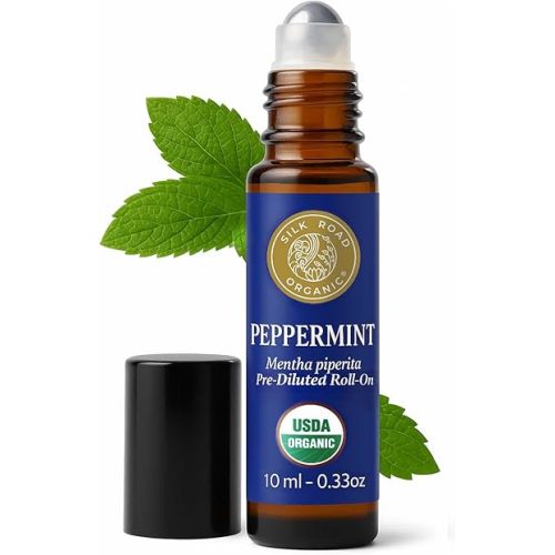 Organic Peppermint Oil Roll on for Nausea, Morning Sickness, Energy & Focus – 10ml USDA Certified Aromatherapy Roller - Always Pure, Always Organic