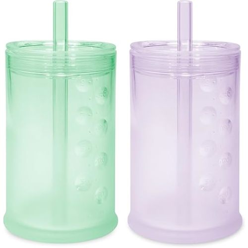 Olababy Silicone Training Cup with Straw Lid Bundle 9oz Mint + 9oz Lilac