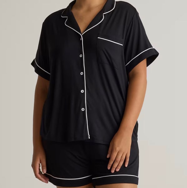 Bamboo Jersey Short Sleeve Pajama Set in True Black