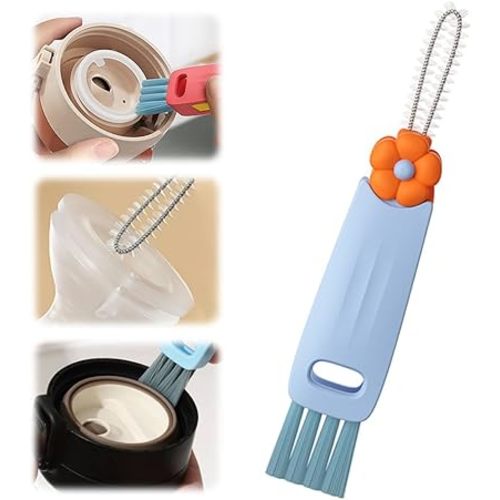 3 in 1 Multifunctional Crevice Cleaning Brush Set - Portable Cup Lid Cleaner for Baby Bottle Gap Tight Spaces