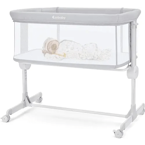 Ezebaby Baby Bassinet, Bedside Bassinet for Baby, Portable Baby Bassinets Bedside Sleeper for Newborn Baby Infants with Adjustable 7 Heights and All Mesh Sides, Mattress & Sheet Included