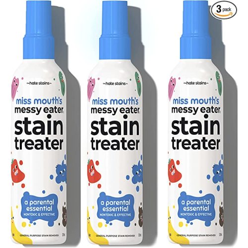 HATE STAINS CO Stain Remover for Clothes - 4oz 3 Pack of Newborn & Baby Essentials - Miss Mouth's Messy Eater Stain Treater Spray - No Dry Cleaning Food, Grease, Coffee Off Laundry, Underwear, Fabric