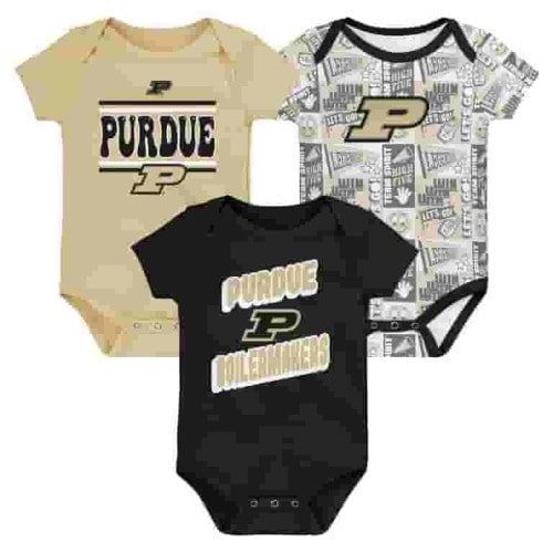 Newborn Black Purdue Boilermakers Sunday Comics 3-Pack Bodysuit Set