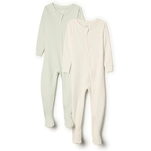 Amazon Essentials x Sofia Grainge Unisex Toddlers and Babies' Snug-Fit Cotton Footed Pajamas, Pack of 2