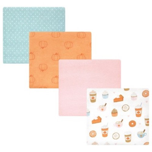 Hudson Baby Infant Girl Cotton Poly Flannel Receiving Blankets, Pumpkin Spice, One Size