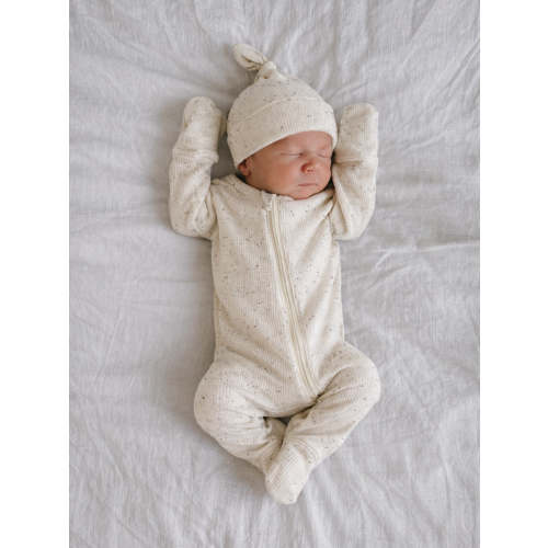 Cream Speckle / Ribbed 2-Way Zip Footie