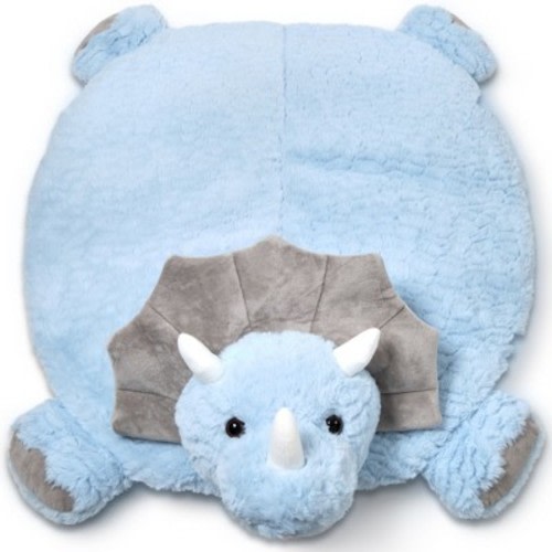 Bearington Baby Lil' Tracer Tummy Time Mat, 30 x 30 Inch Dinosaur Plush Stuffed Animal Blanket, Baby Play Mat