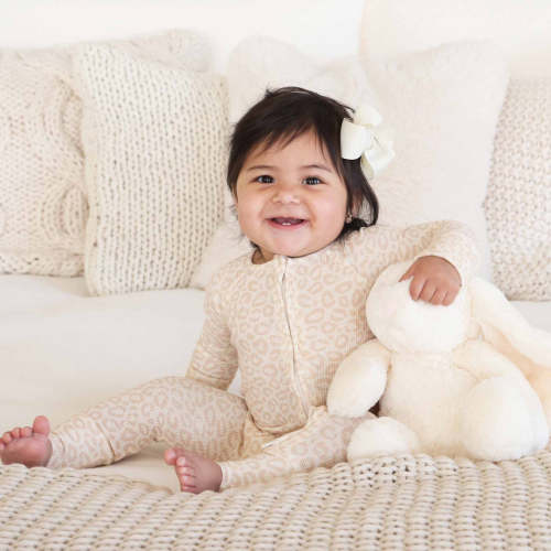 Lovely Leopard Bamboo Waffle Convertible Zip Romper