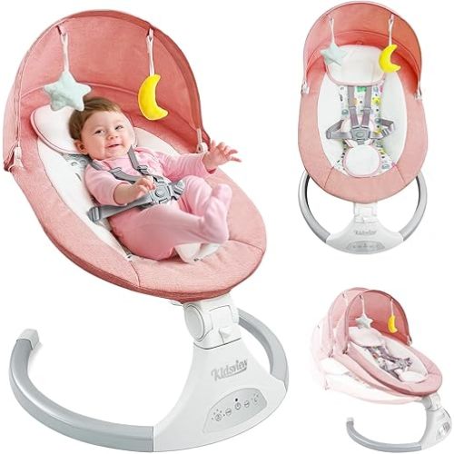 Baby Swings Baby Swing for Infants,5 Speed Portable Swing for Baby Boy Girl Swing with Music Speaker and 12 Preset Lullabies