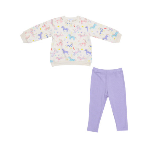 Angel Dear French Terry Fun Unicorns Oversized Sweatshirt & Rib Leggings - Size 2T - The Fun Company