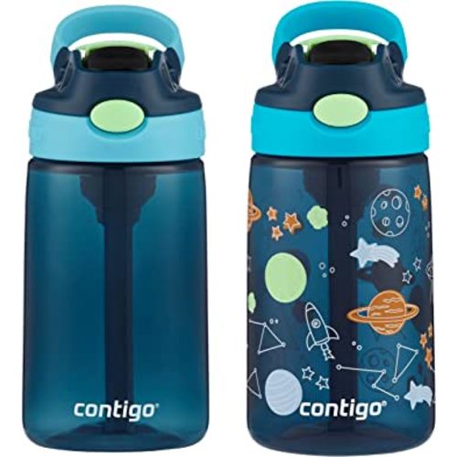 Contigo Kids Water Bottle with Redesigned AUTOSPOUT Straw, 14oz., 2 Pack, Blueberry and Blue Raspberry & Blueberry and Blue Raspberry with Cosmos
