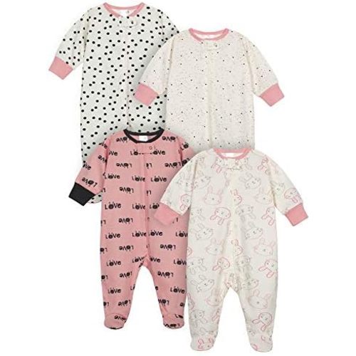 Onesies Brand Baby Girls' 4-pack Sleep 'N Play Footies Multi Pack