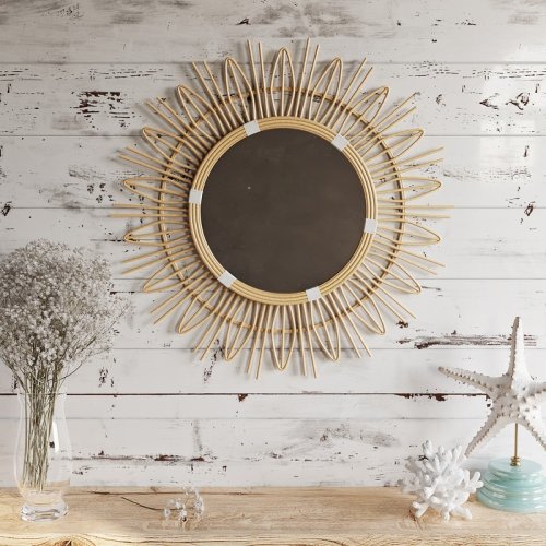 Soleil Round Boho Wall Mirror - 31.5"H x 31.5"W x 0.5"D