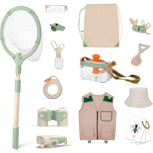 OOOK Kids Explorer kit, Bug catching kit for Kids with Safari Vest and hat, Camping Adventure Set, Explorer kit Gift for Boys and Girls with Bug catching net