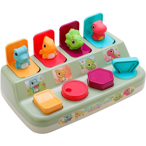 Freecat Pop-Up Pals Baby Toy for Sorting Colors and Animals, Musical Dinosaur Learning Toys for Babies and Toddlers 6M+