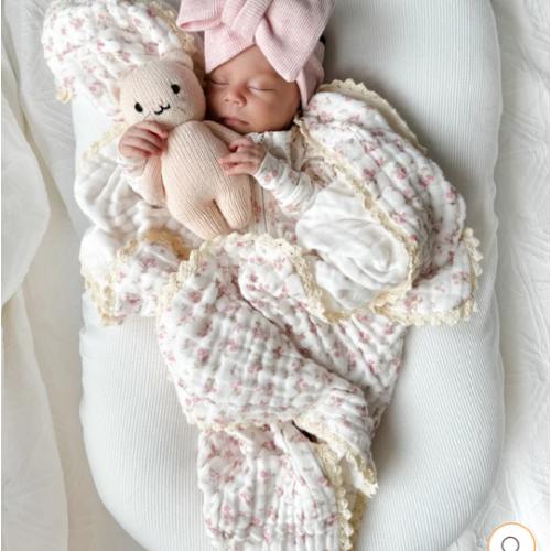 Gauze Lace Blanket | Paisley Peony – Little and Fern
