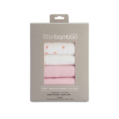 Little Bamboo Muslin Baby Face Washer Cloths 6 Pack - Dusty Pink : Amazon.com.au: Baby