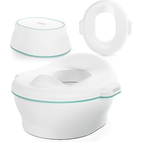 Frida Baby 3-in-1 Grow-With-Me Toddler Potty Training Toilet | Transforms from Potty to Toilet Topper Potty Training Seat and Step Stool | Easy-to-Clean Potty Training System