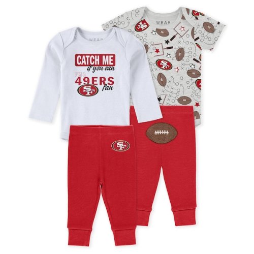 Infant & Newborn San Francisco 49ers WEAR by Erin Andrews Three-Piece Turn Me Around Bodysuits & Pant Set