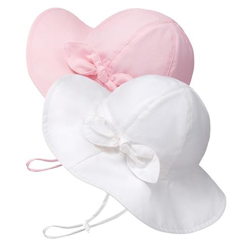 Baby Sun Hat Toddler Girl Beach Hat Adjustable Outdoor Summer Hat UPF 50+ Sun Protection Wide Brim Infant Kids