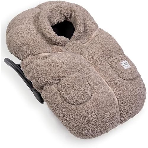 7AM Infant Car Seat Cover - Winter Puffy Cover with Center Zipper for Baby Boys & Girls, Lightweight, Windproof & Water-Repllent Outer Shell, Universal Fit for Infant Car Seat | (0-12M)
