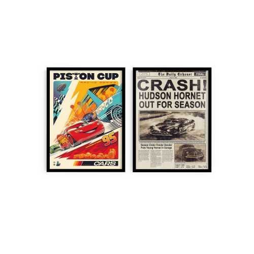 Set of 2 Cars Movie Posters , Cartoon Posters , Animation Posters , Kids Room Deco , Lightning McQueen , Wall Decor , Cars Movie Posters