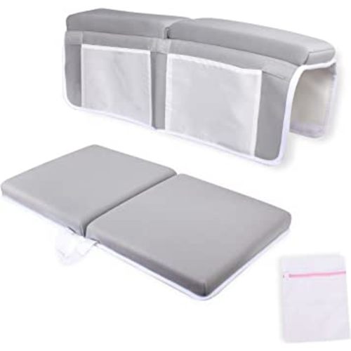 GARMISH Baby Bath Kneeler and Elbow Rest Pad Set – 1.5 inch Thick Memory Foam Cushion Mat with Toy Organizer Pockets - Complete with Laundry Mesh Bag