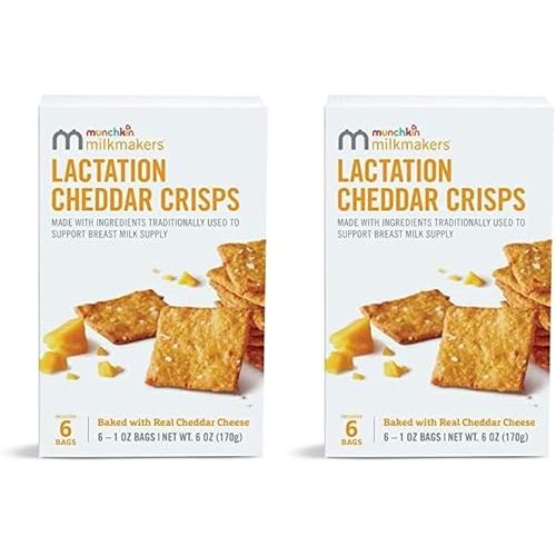 Munchkin® Milkmakers® Lactation Cheddar Crisps for Breastfeeding Moms with Oats and Flax, 6 Count (Pack of 2)