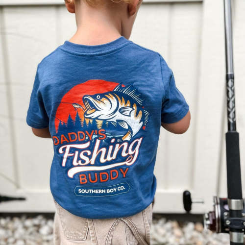 Daddy’s Fishing Buddy Short Sleeve Kids Tee (D)