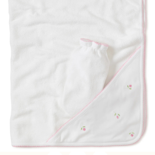 Garden Roses Hooded Towel with Mitt