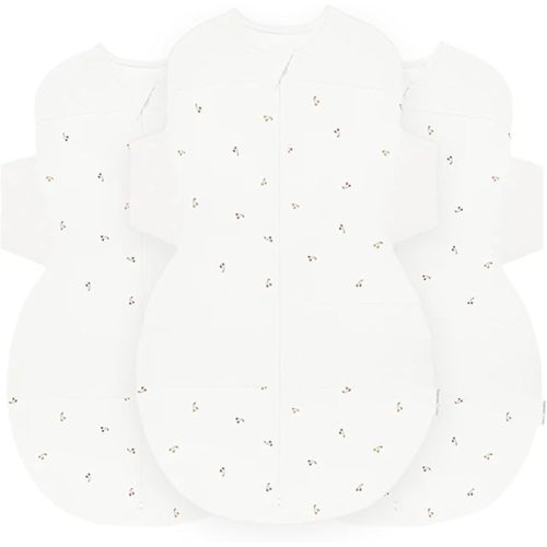 Happiest Baby SNOO Sleep Sack - 100% Organic Cotton Baby Swaddle Blanket - Doctor Designed Promotes Healthy Hip Development - 3-Pack Bundle (Ivory Cherries, S, M, L)