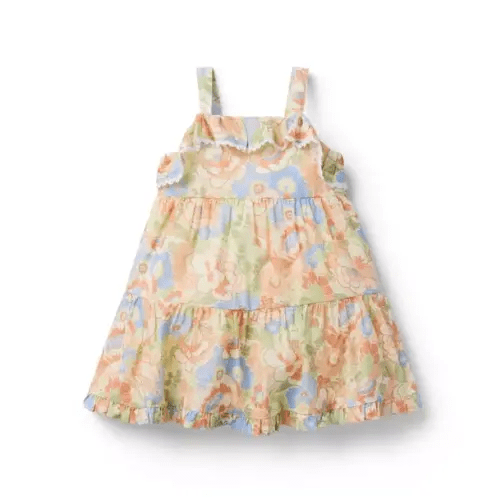 Baby Dusty Pink Floral Baby Floral Tiered Dress by Janie and Jack