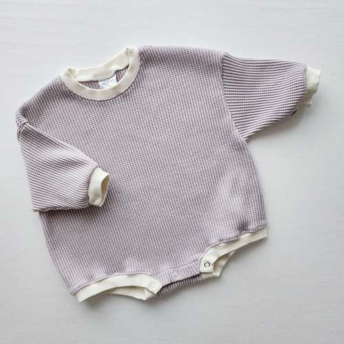 Baby Waffle Sweatshirt Romper (3m-3y) - Lavender | AT NOON STORE