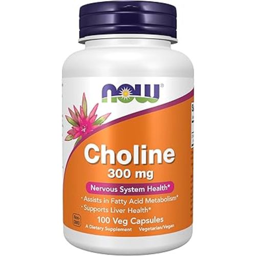 Now Supplements Choline 300 mg, 100 Veg Capsules - Supports Nervous System and Liver Health*, Vegan