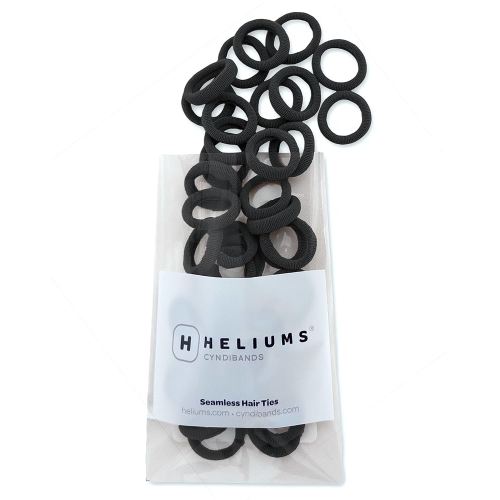 Heliums Extra Small Hair Ties No Damage - Black - Mini 0.7 Inch Tiny Soft Seamless Hair Bands for Toddlers, Braids, Kids Ponytails- 40 Count
