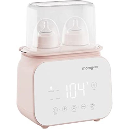 MOMYEASY Baby Bottle Warmer, Fast Bottle Warmer 7-in-1 Food Heater&Defrost with LCD Display, Baby Breast Milk Formula Warmer with 24H Temperature Control (Pink)