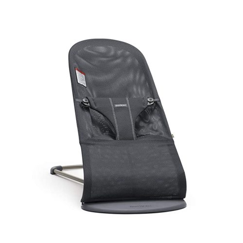 BabyBjörn Bouncer Bliss, Anthracite, Mesh | 2-in-1 Adjustable Baby Bouncer Seat and Toddler Chair, Newborn to Toddler (8-29 lbs), 4 positions, Lightweight & Portable