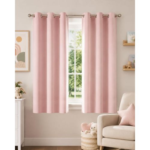 NICETOWN Blush Pink Blackout Curtains 63 Inches Long 2 Panels