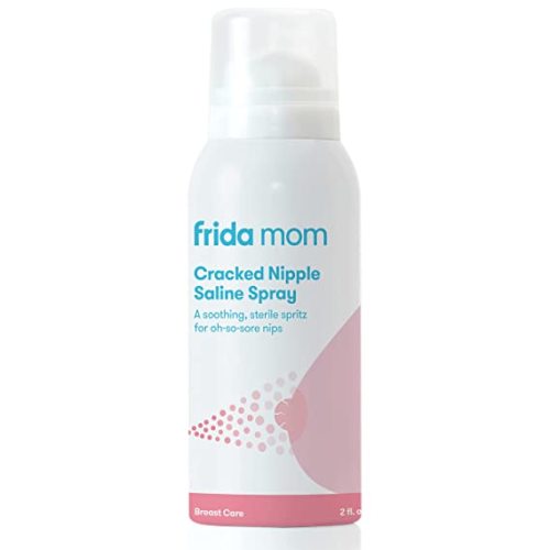 Frida Mom Saline Spray for Cracked Nipples, Breastfeeding Essentials for New Moms, Gentle for Baby and Mom, Spray to Heal Sore, Cracked Nipples, 2 fl oz - Cracked Nipple Spray