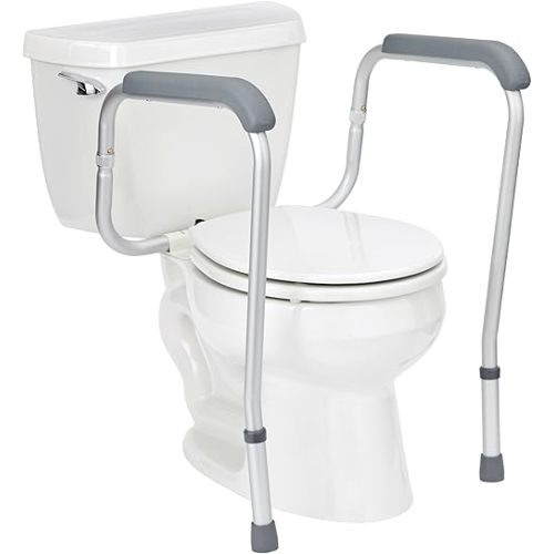 Medline Toilet Safety Rail For Seniors with Easy Installation, Height Adjustable Toilet Safety Frame, Bathroom Assist Rail with Armrests, Bathroom Safety, 250 lb. Weight Capacity