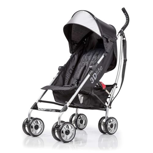 3Dlite Convenience Stroller, Black – Lightweight, with Aluminum Frame, Large Seat Area, Mesh Siding, 4 Position Recline, Extra Large Storage Basket – for Travel