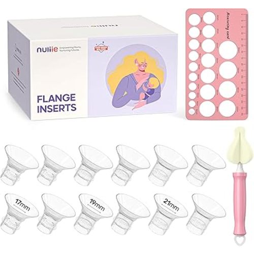 Nuliie 12PCS Flange Inserts 17/19/21mm for 24mm Flange/Shield of Most Pumps, BPA Free Flange Sizing Kit, Compatible with Momcozy/Elvie/Spectra/Bellababy/TSRETE/Nuliie Breast Pumps