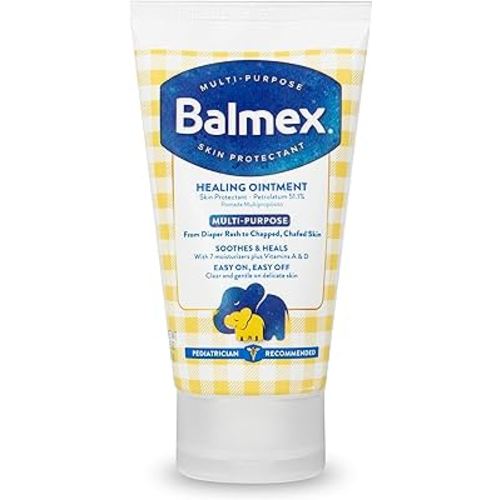Balmex Multi-Purpose Healing Ointment & Skin Protectant for Diaper Rash and Chafing, with Petrolatum, 7 Moisturizers and Vitamins A&D, Pediatrician Recommended and Paraben-Free, 3.5oz
