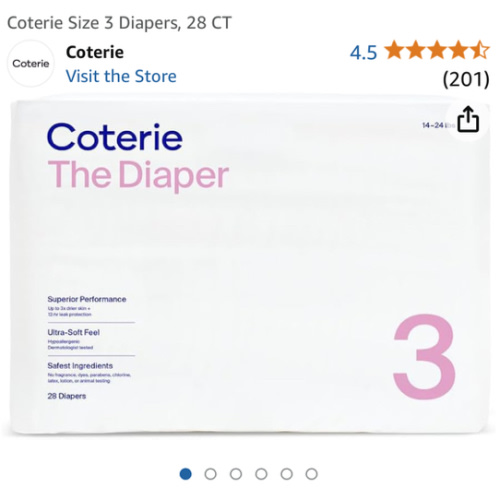 Coterie Size 3 Diapers, 28 CT