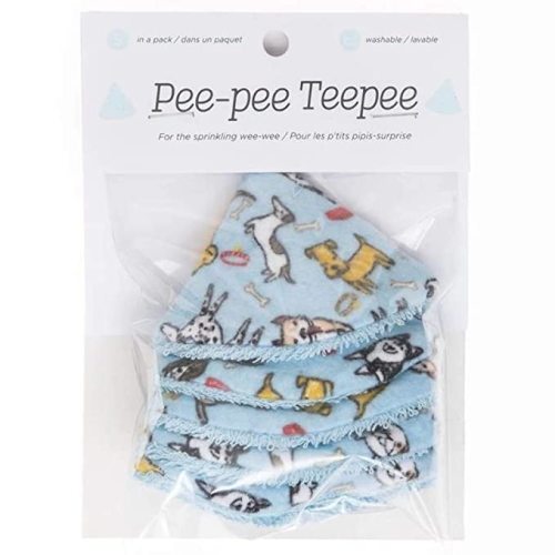 Beba Bean Pee-Pee Teepee - Diaper Changing Accessory for Boys, Reusable Pee Pee Cap, Diggity Dog, Pack of 5