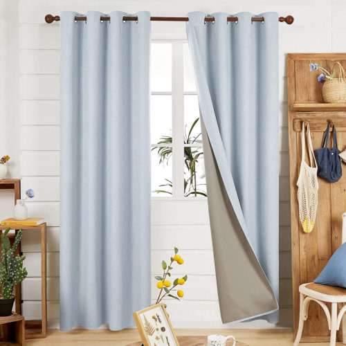 Wade Logan® Lythrodontas Faux Linen Total Blackout Curtain Panels & Reviews | Wayfair